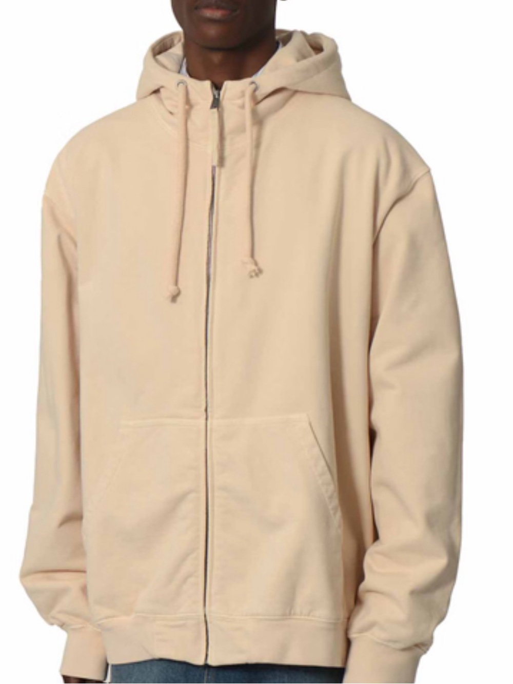 Maison Martin Margiela Pale Beige Full-Zip Hooded Sweatshirt
